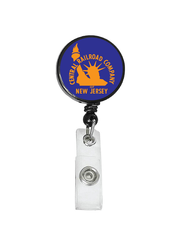 Railroad Logo Badge Reel - Central Railroad of New Jersey Blue/Orange Logo