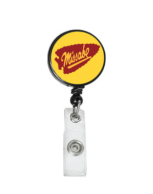 Railroad Logo Badge Reel - Duluth Missabe Iron Range Maroon Arrow Logo