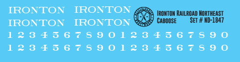 Ironton Railroad Northeast Style Caboose Decals
