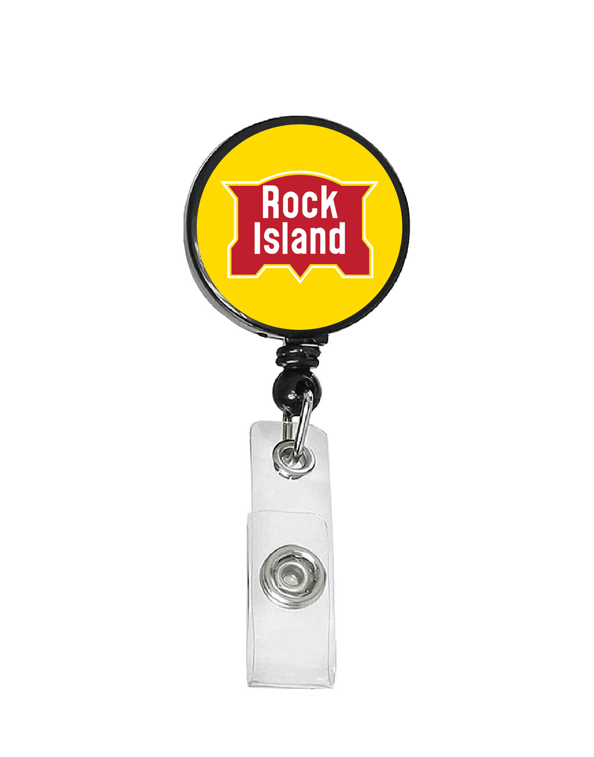 Railroad Logo Badge Reel - Rock Island Shield Yellow Logo