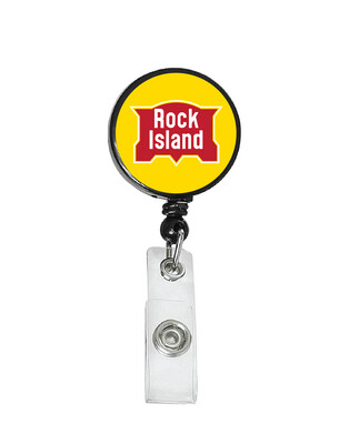 Railroad Logo Badge Reel - Rock Island Shield Yellow Logo