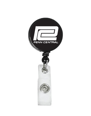 Railroad Logo Badge Reel - Penn Central Black White
