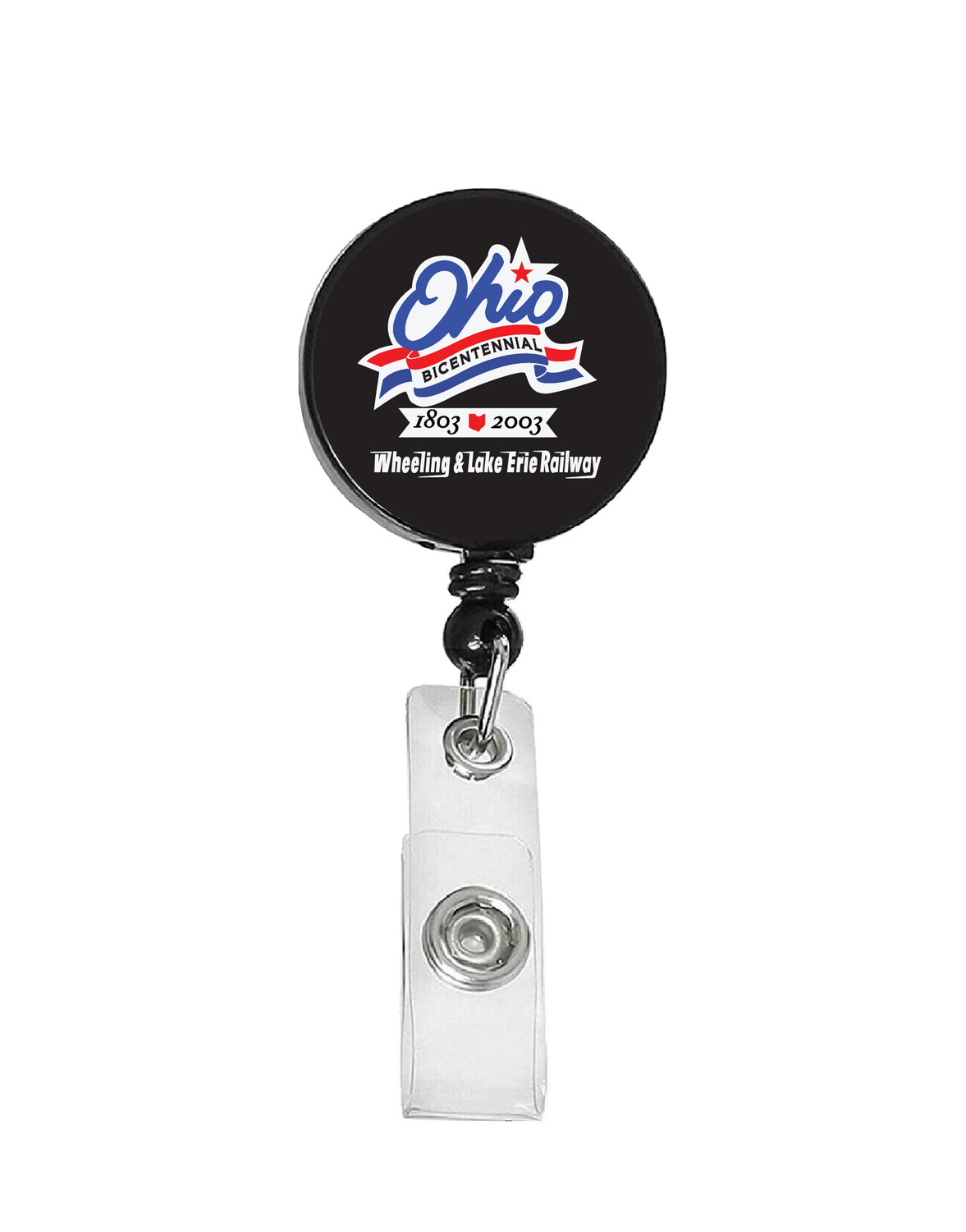 Railroad Logo Badge Reel - Wheeling Lake Erie Ohio Bicentennial Logo