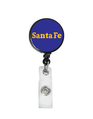 Railroad Logo Badge Reel - Santa Fe Blue Yellow Name