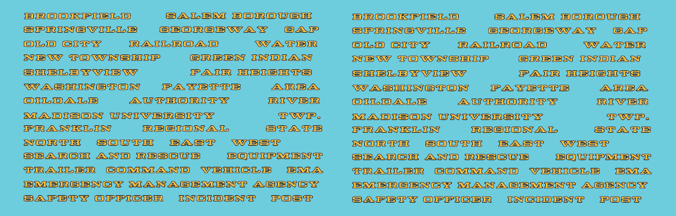 S Scale (1:64) - Generic Fire Department Name Decals