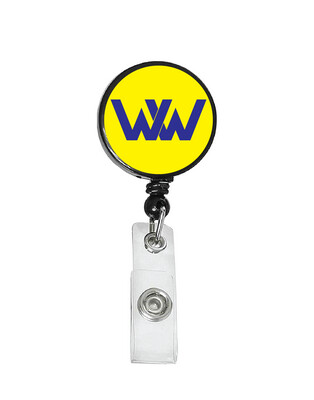 Railroad Logo Badge Reel - Winchester Western Yellow Blue Logo