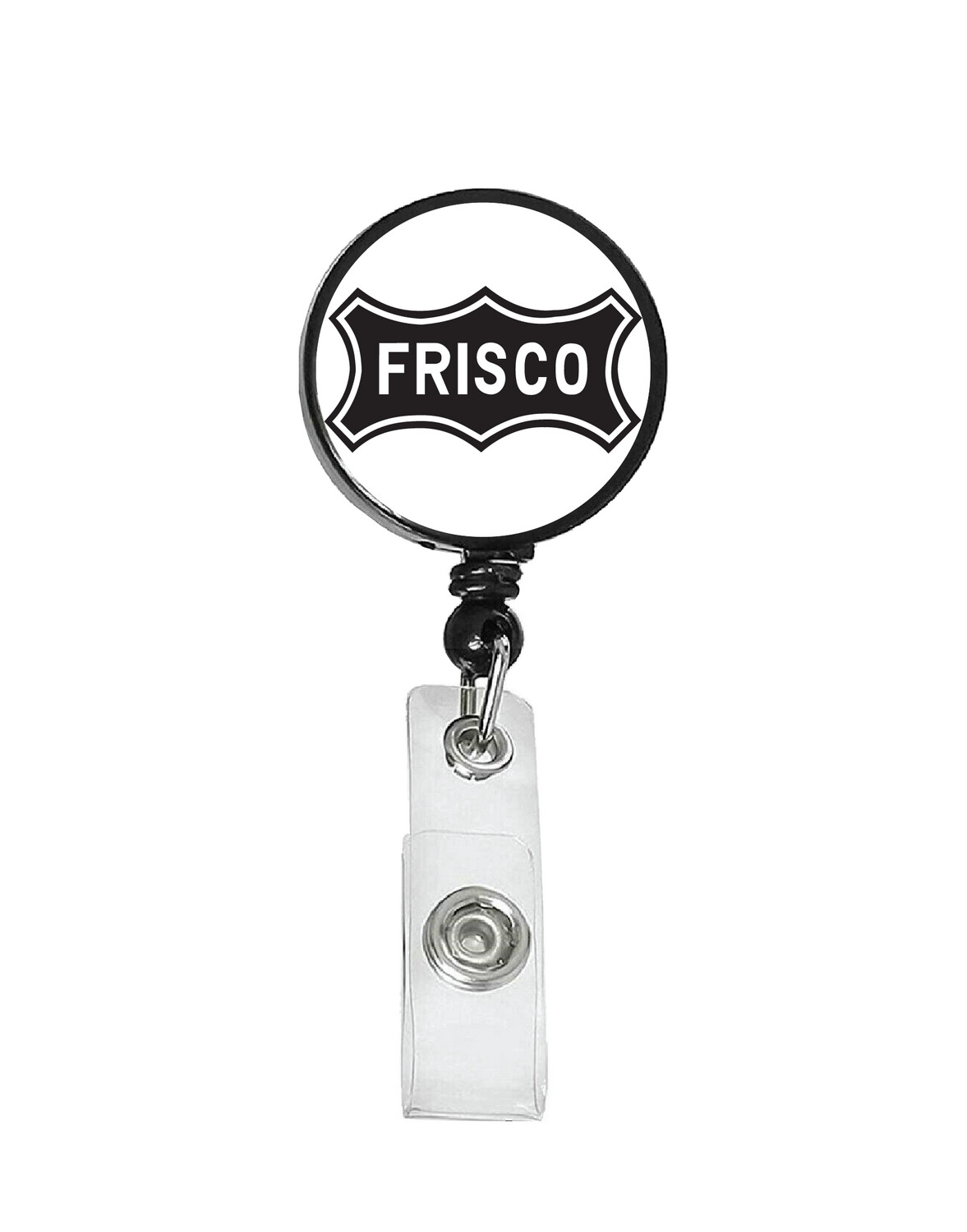 Railroad Logo Badge Reel - Frisco White Black Logo