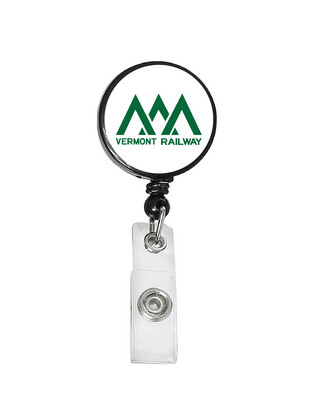 Railroad Logo Badge Reel - Vermont Railway White Green Logo