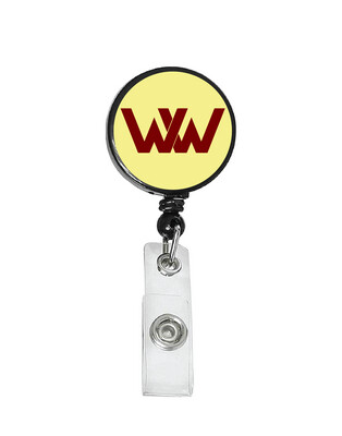 Railroad Logo Badge Reel - Winchester Western Tan Red Logo