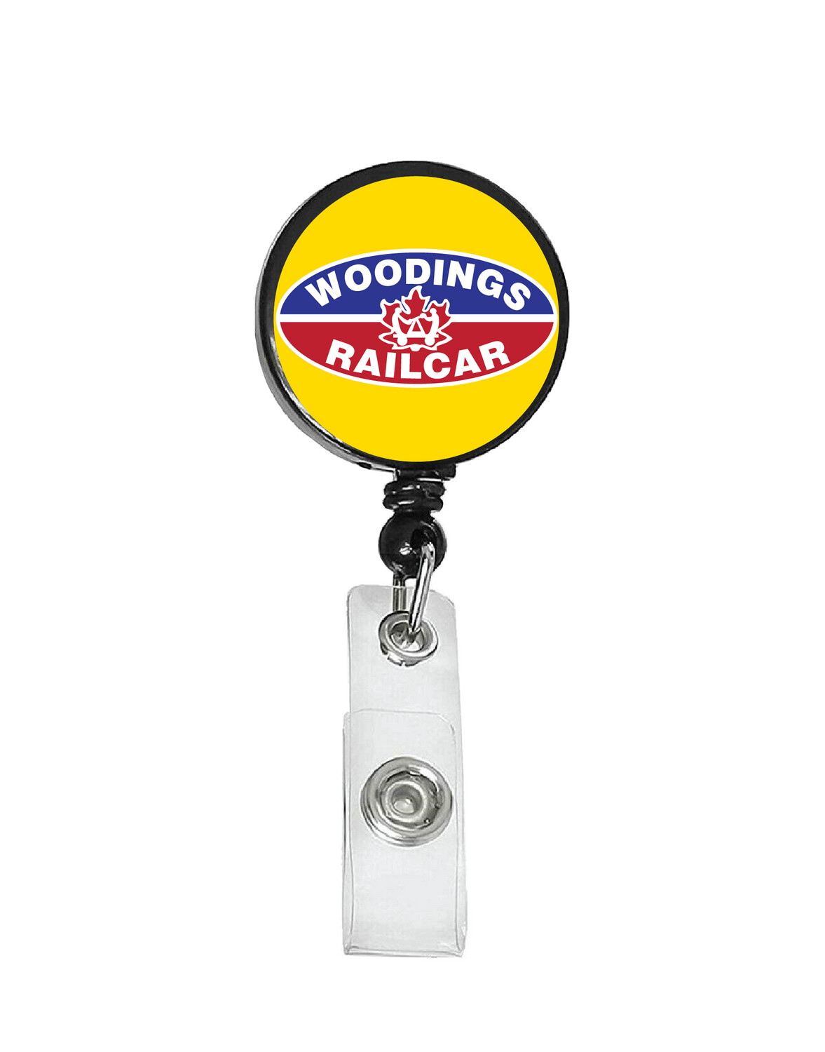 Railroad Logo Badge Reel - Woodings Motorcar Logo