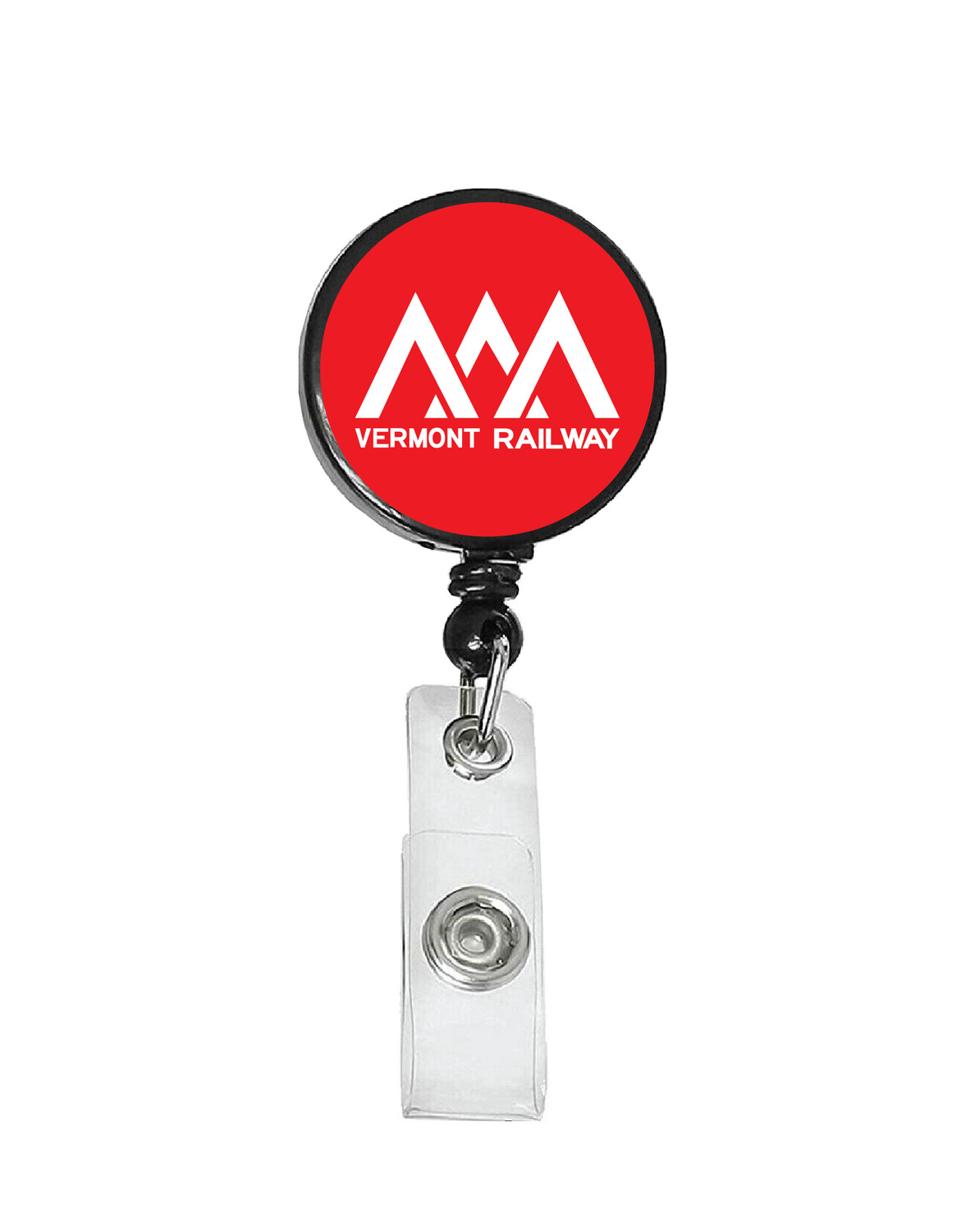 Railroad Logo Badge Reel - Vermont Railway Red White Logo