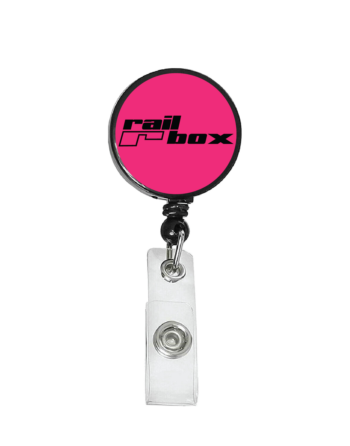 Railroad Logo Badge Reel - Railbox Pink Black Logo