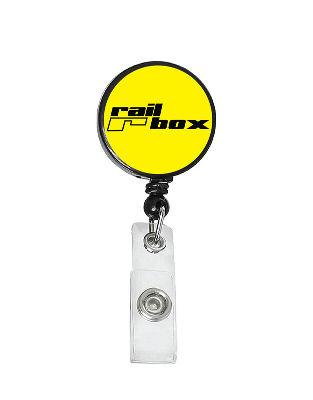 Railroad Logo Badge Reel - Railbox Yellow Black Logo