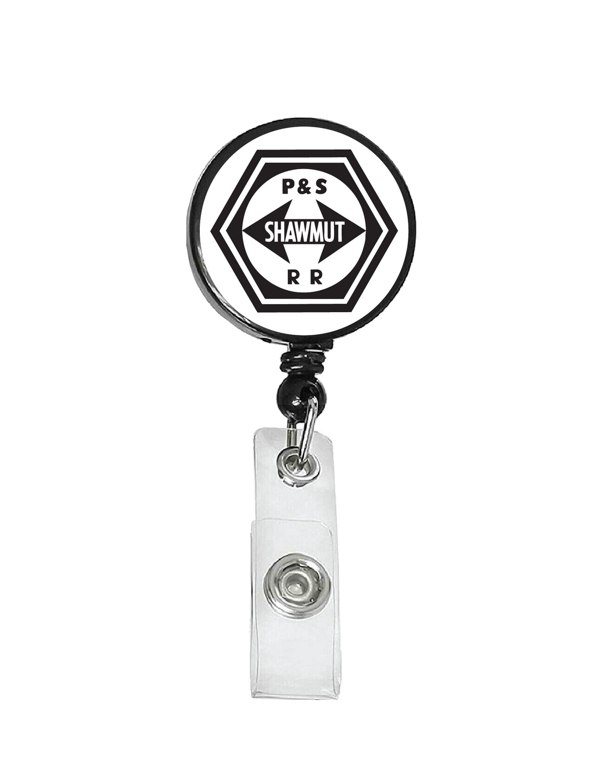 Railroad Logo Badge Reel - Pittsburg Shawmut Black/White Logo