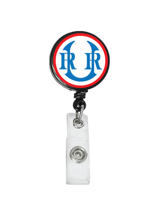 Railroad Logo Badge Reel - Union Railroad Red White Blue Logo