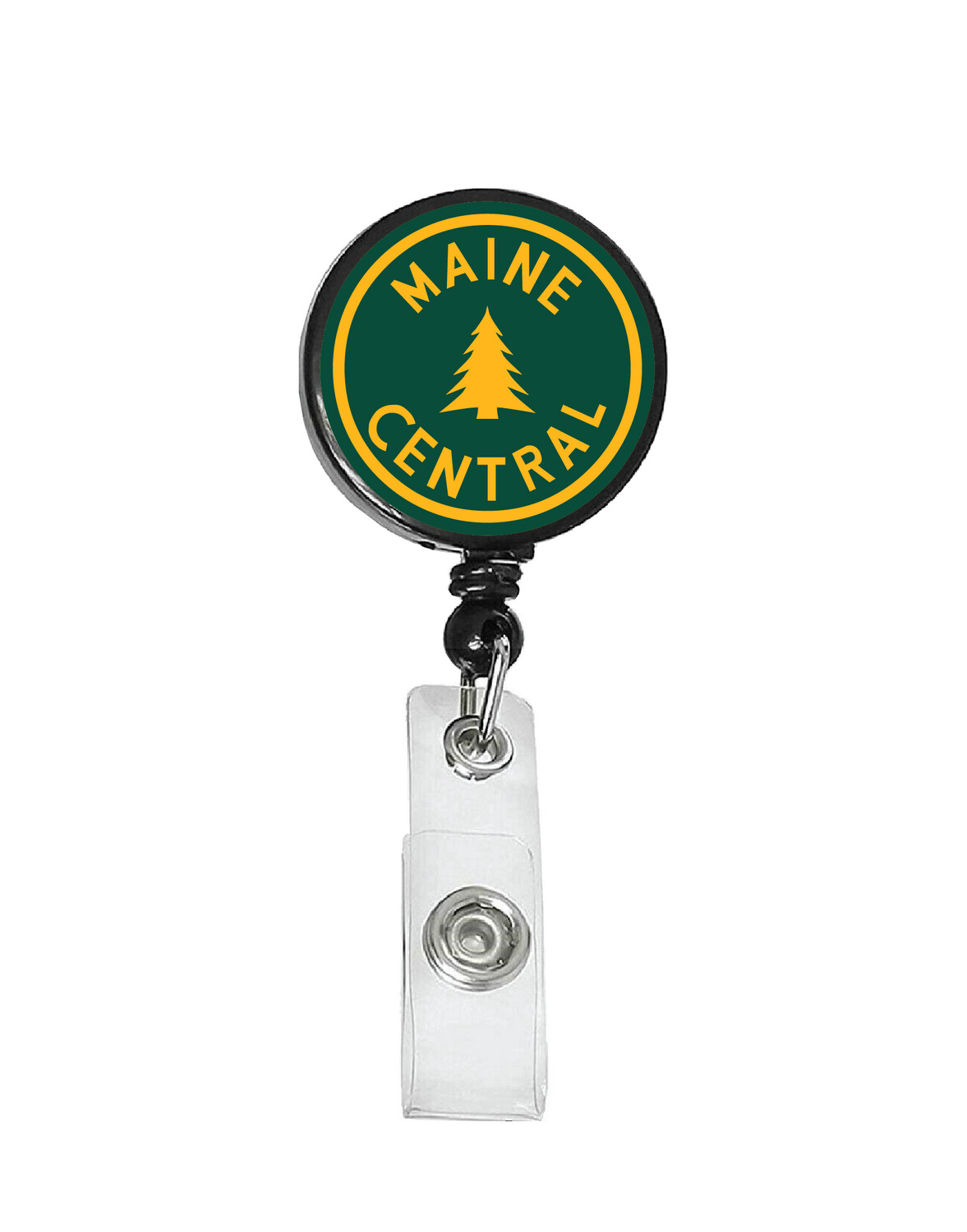 Railroad Logo Badge Reel - Maine Central Green Tree Logo