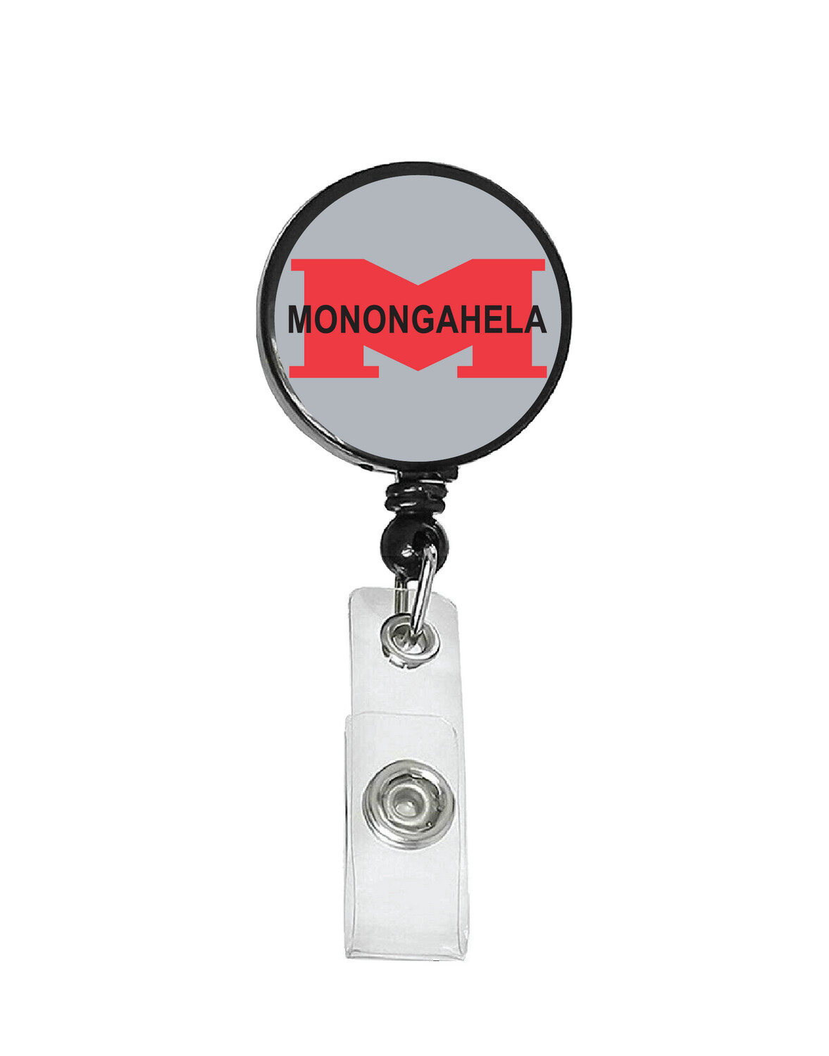 Railroad Logo Badge Reel - Monongahela Railway Gray/Red Logo