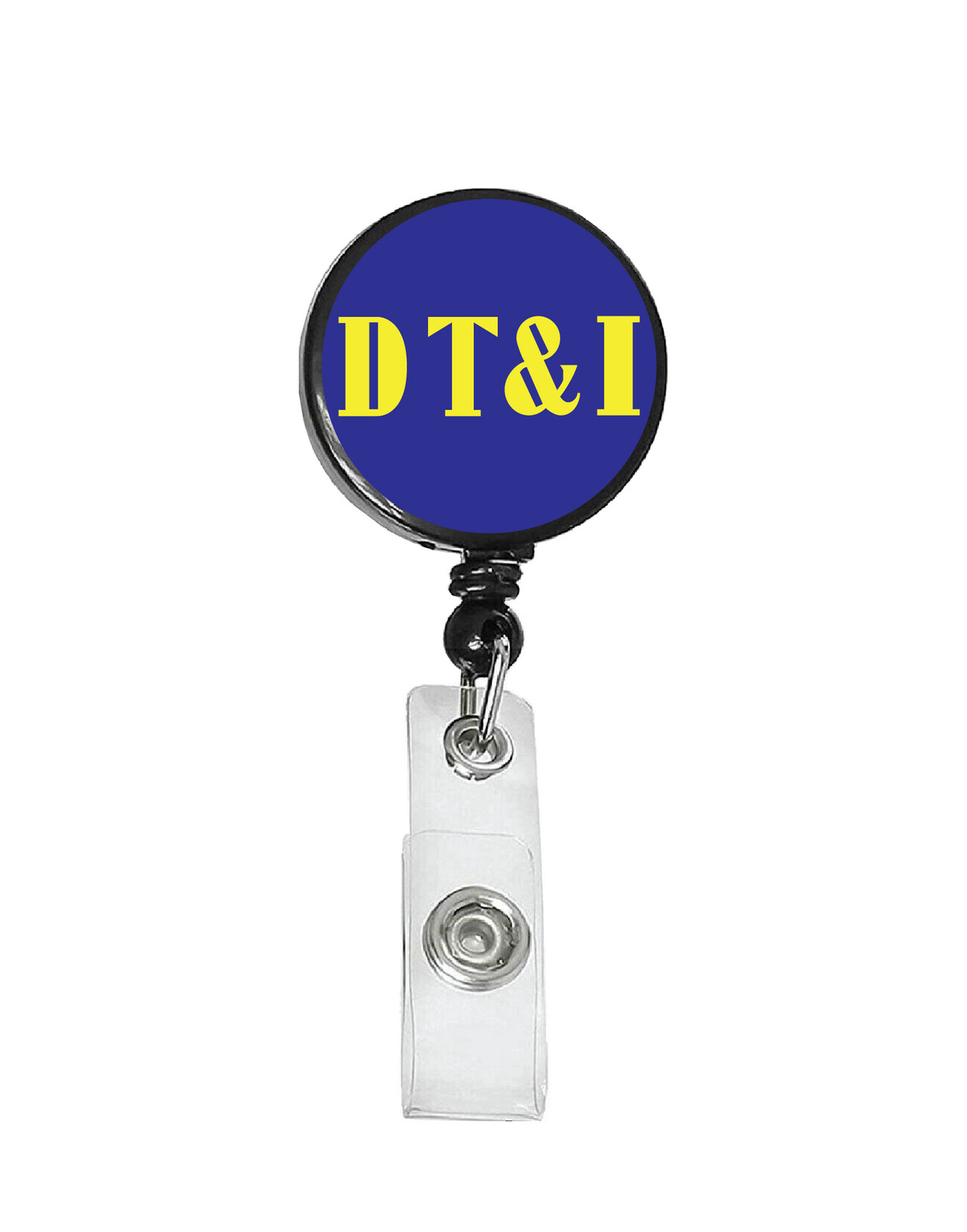 Railroad Logo Badge Reel - Detroit Toledo Ironton Dk Blue Initials Logo