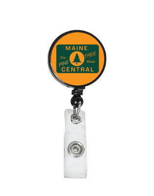 Railroad Logo Badge Reel - Maine Central Pine Tree Route Green Logo