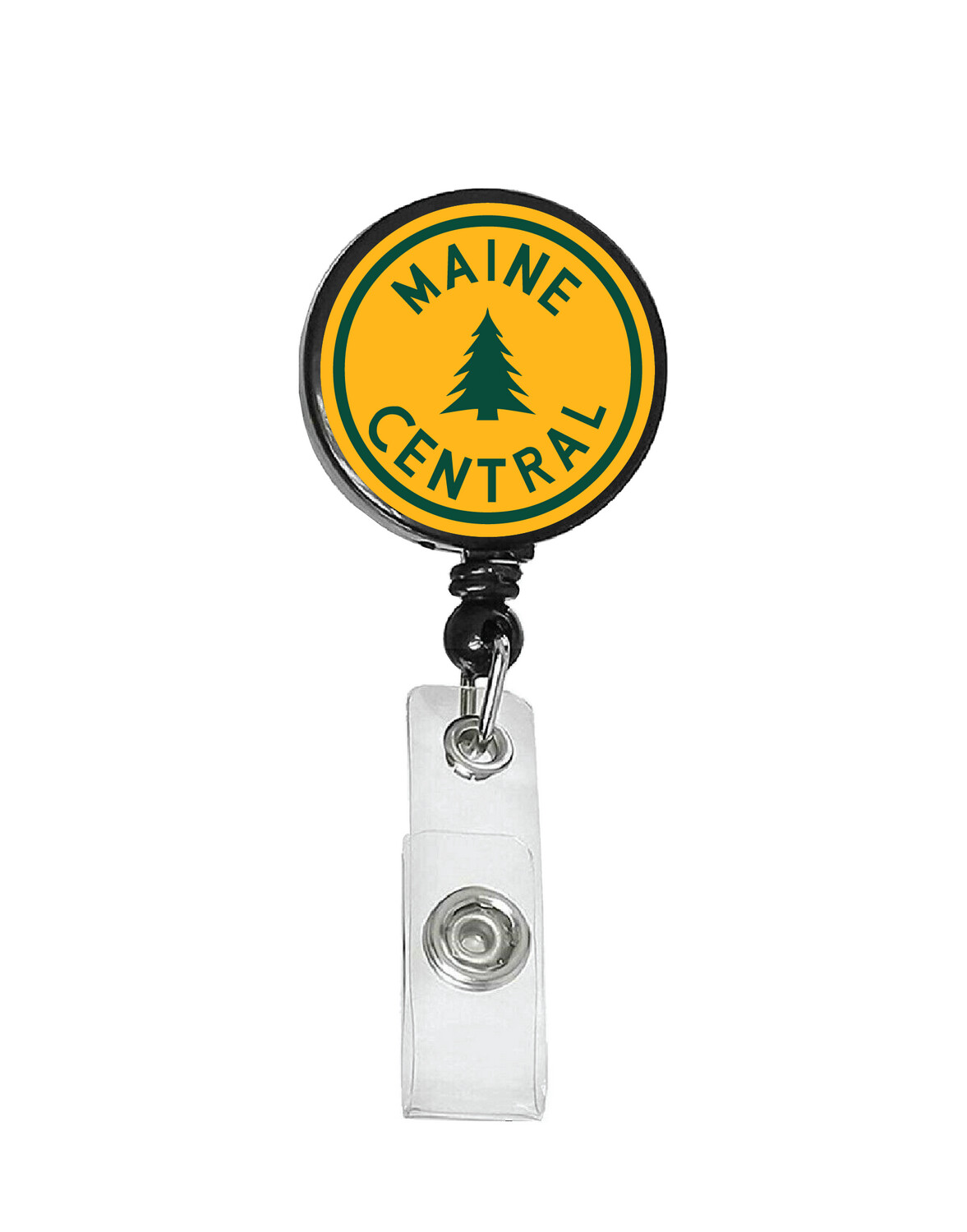 Railroad Logo Badge Reel - Maine Central Yellow Tree Logo