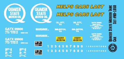 Quaker State Motor Oil Modern Tank car