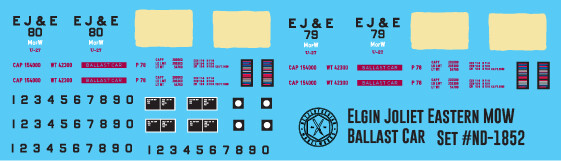 Elgin Joliet &amp; Eastern (MOW Ballast) 70 Ton Ore Car Decals