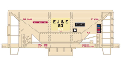 Elgin Joliet &amp; Eastern (MOW Ballast) 70 Ton Ore Car Decals