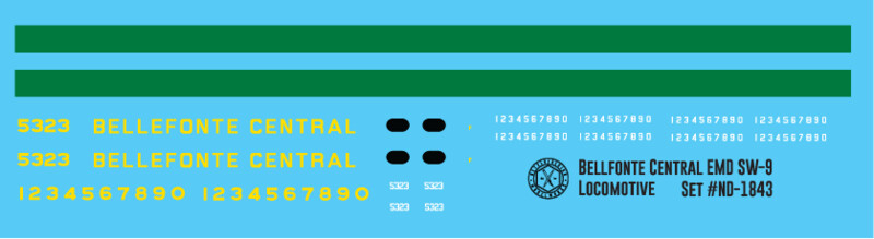 Bellefonte Central SW-9 Locomotive Decals