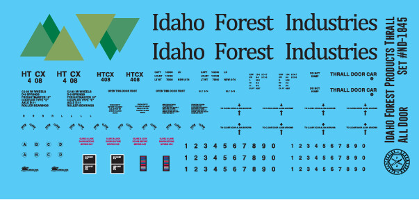 Idaho Forest Industries Thrall All Door Box Car Decals