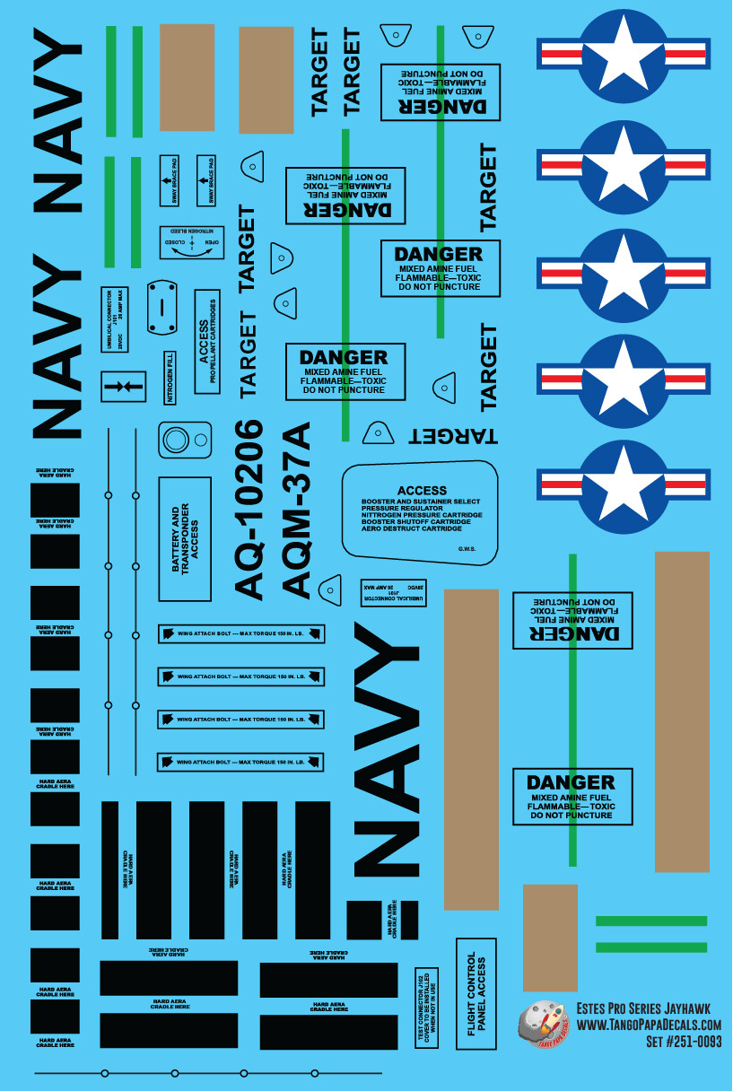 Estes Pro Series Jayhawk Decal Sheet