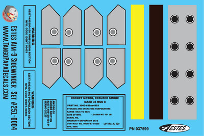 Estes Aim-9 Sidewinder Decals