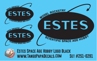 Estes Space Age Hobby Logo Decal Set Black