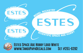 Estes Space Age Hobby Logo Decal Set White