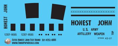 Estes Honest John Test Round Decal Set