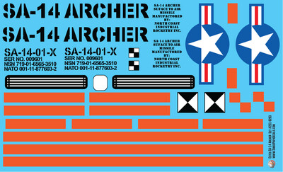 Estes/NCR SA-14 Archer Decal Sheet
