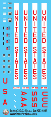 Estes Saturn 1b 1/125 Scale Decals