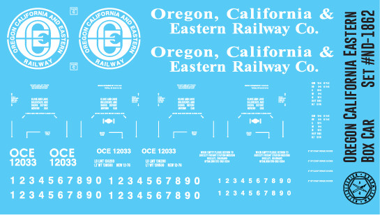 Oregon California Eastern Dbl Door Box Car Decals