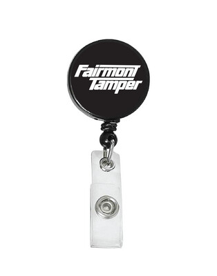 Railroad Logo Badge Reel - Fairmont Tamper Black White Logo