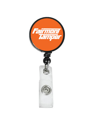 Railroad Logo Badge Reel - Fairmont Tamper Orange White Logo