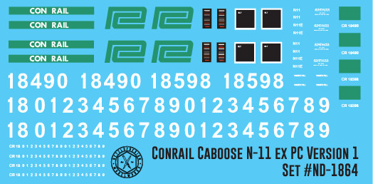 N Scale - Conrail ex Penn Central N-11 Transfer Caboose Decals