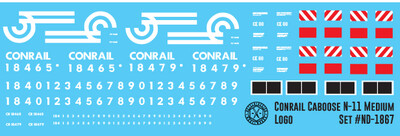 N Scale - Conrail N-11 Transfer Caboose Medium Logo Decals