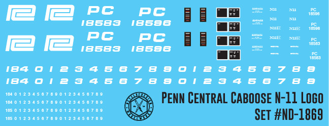 HO Scale - Penn Central N-11 Transfer Caboose Logo Decals