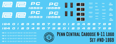 Penn Central N-11 Transfer Caboose Logo Decals