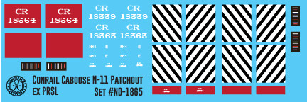 N Scale - Conrail ex PRSL N-11 Transfer Caboose Decals