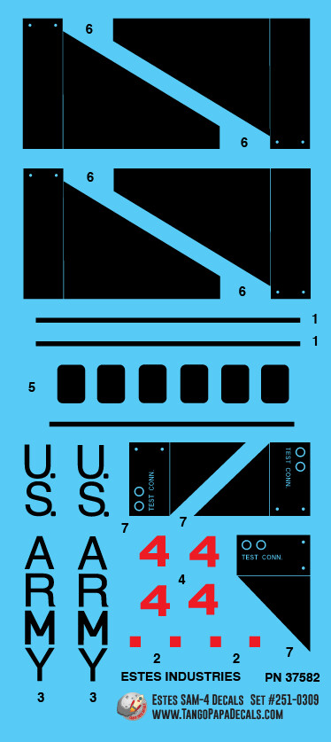 Estes SAM-4 Rocket Decals