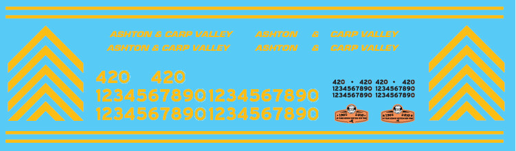 Ashton &amp; Carp Valley Locomotive Decals