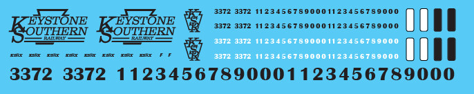 Keystone Southern Railway Black Locomotive Decals