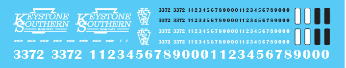 Keystone Southern Railway White Locomotive Decals