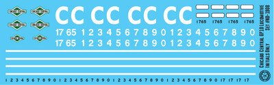 HO Scale - Chicago Centrail GP10 Locomotive Initials Only Decals