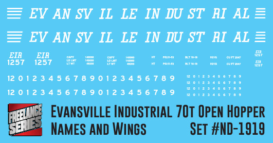 Evansville Industrial 70ton Open Hopper Name and Wings